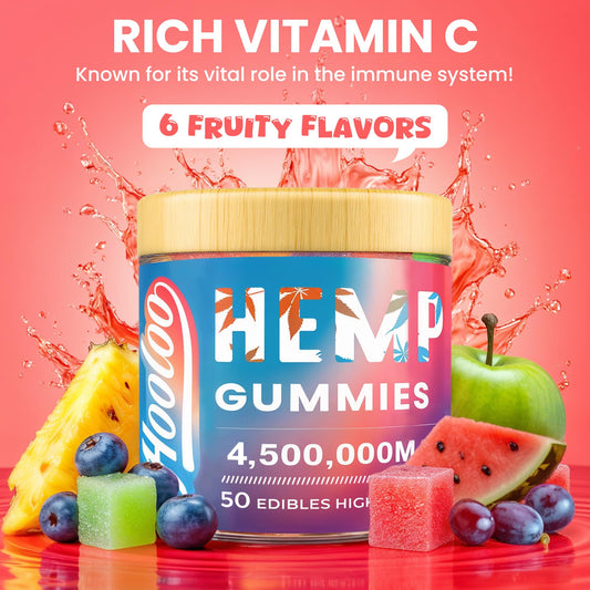 HOOLOO six-flavor gummies display a colorful assortment for tastier wellness.