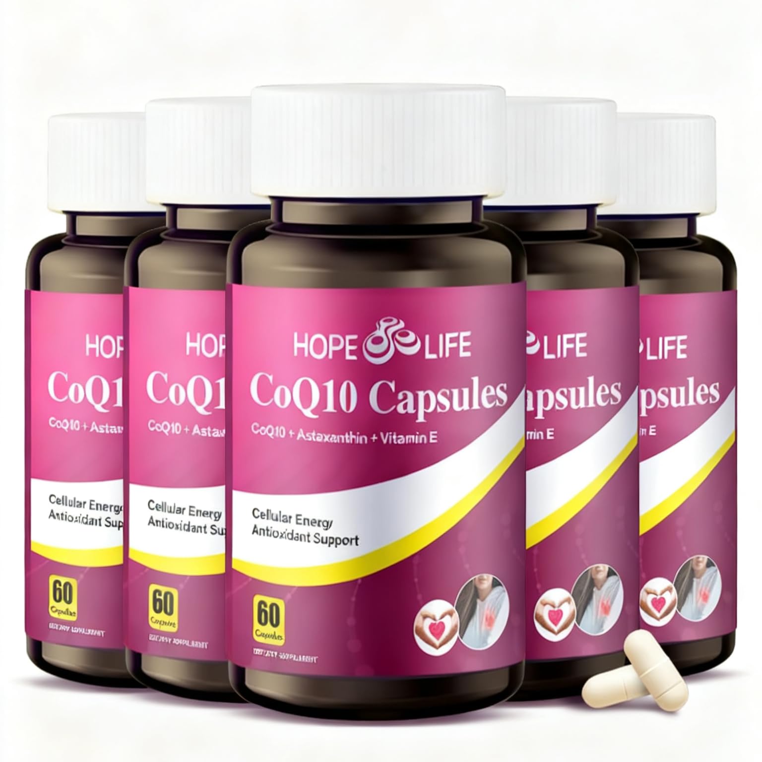HOPE LIFE CoQ10 bottle label showing 200 mg per serving for energy support