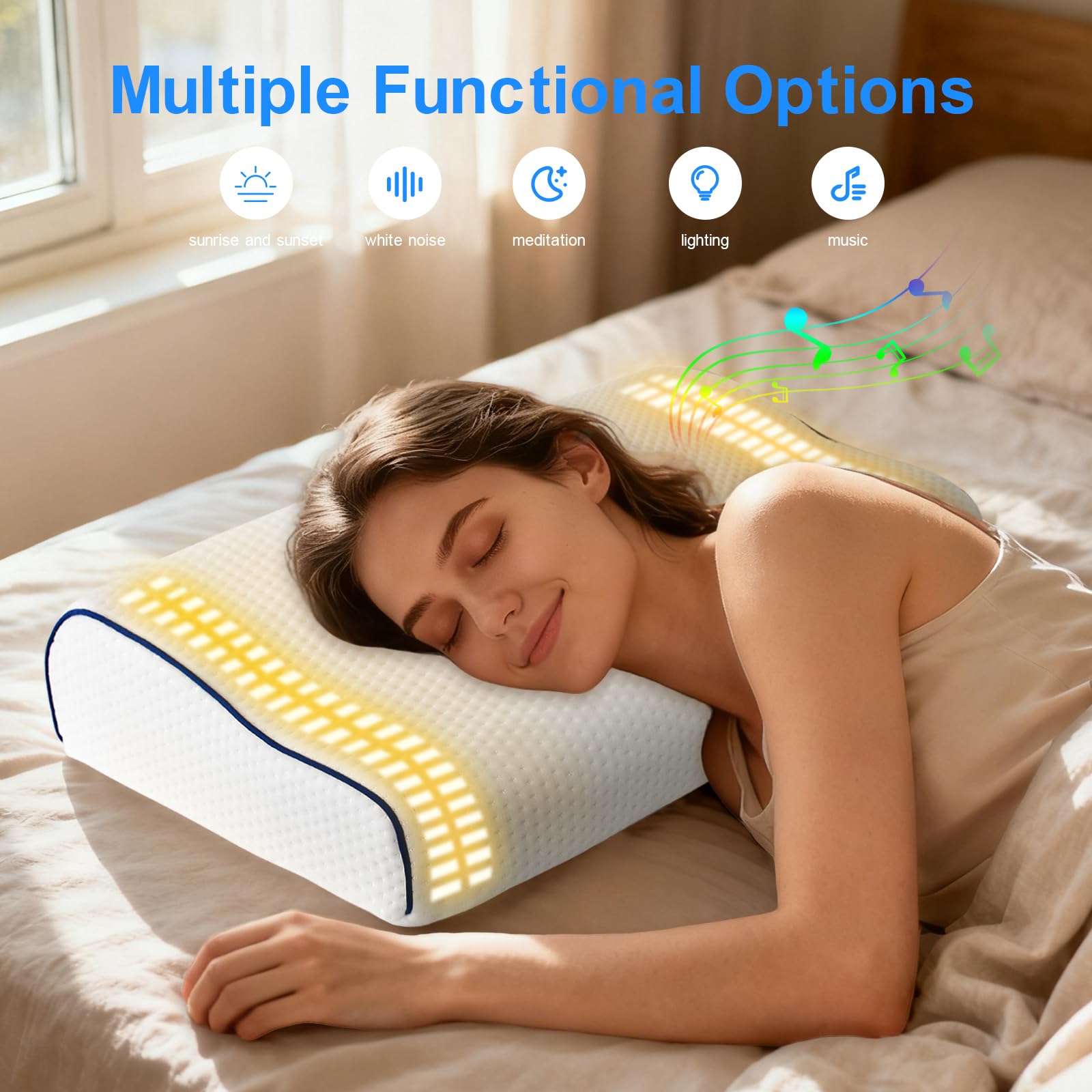 Hopihe Sunrise Pillow memory foam neck support helps maintain comfortable alignment.