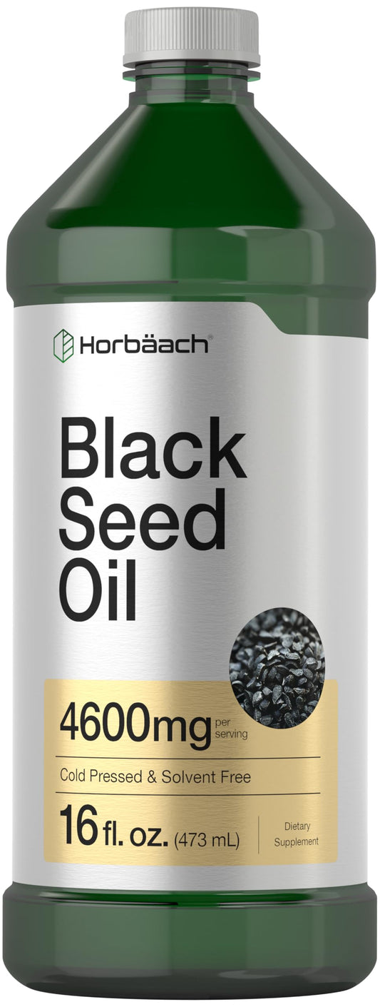 Horbäach Black Seed Oil bottle shows premium cold-pressed oil quality.