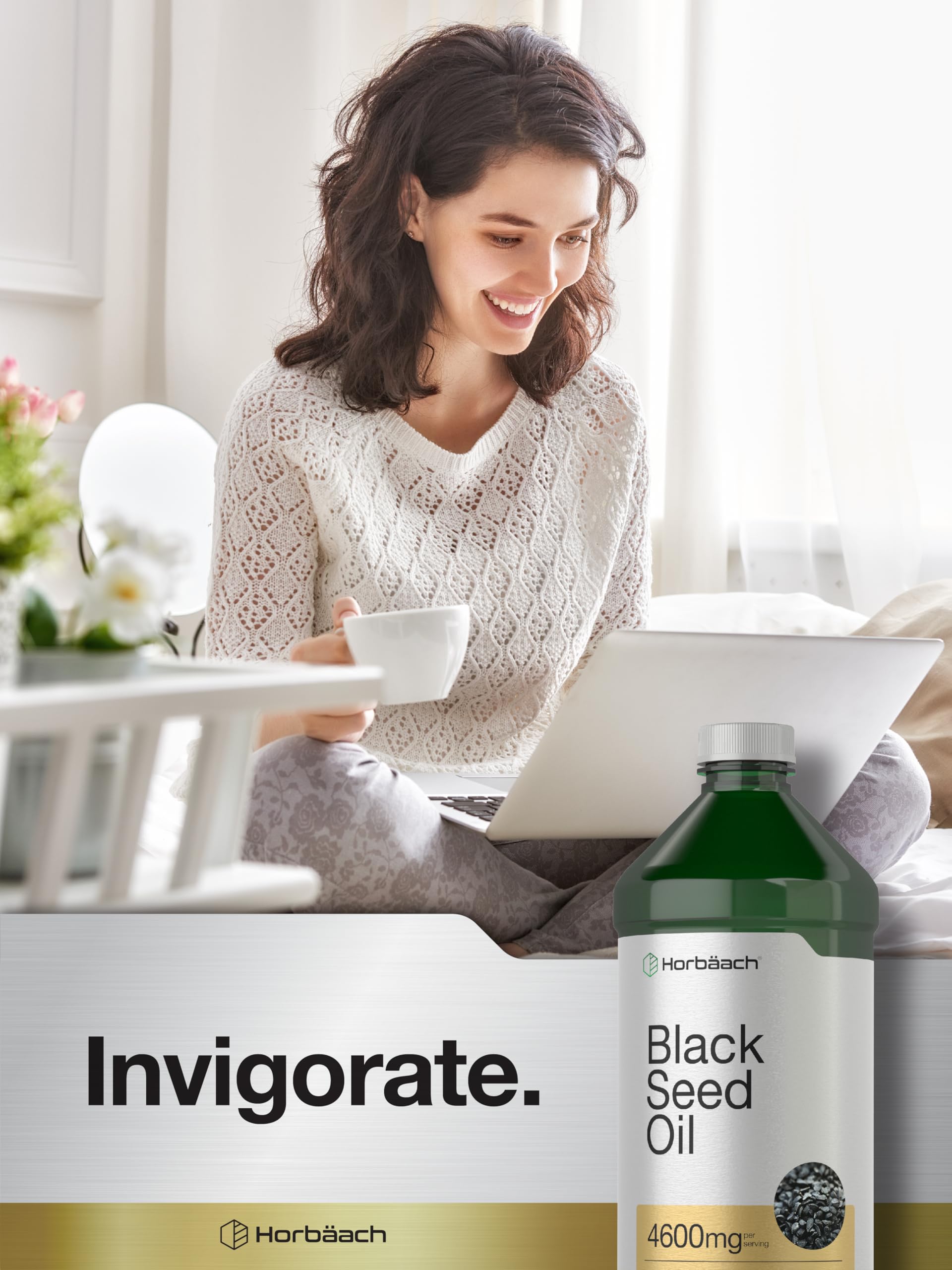 Horbäach Black Seed Oil measuring spoon emphasizes precise dosing for recipes.