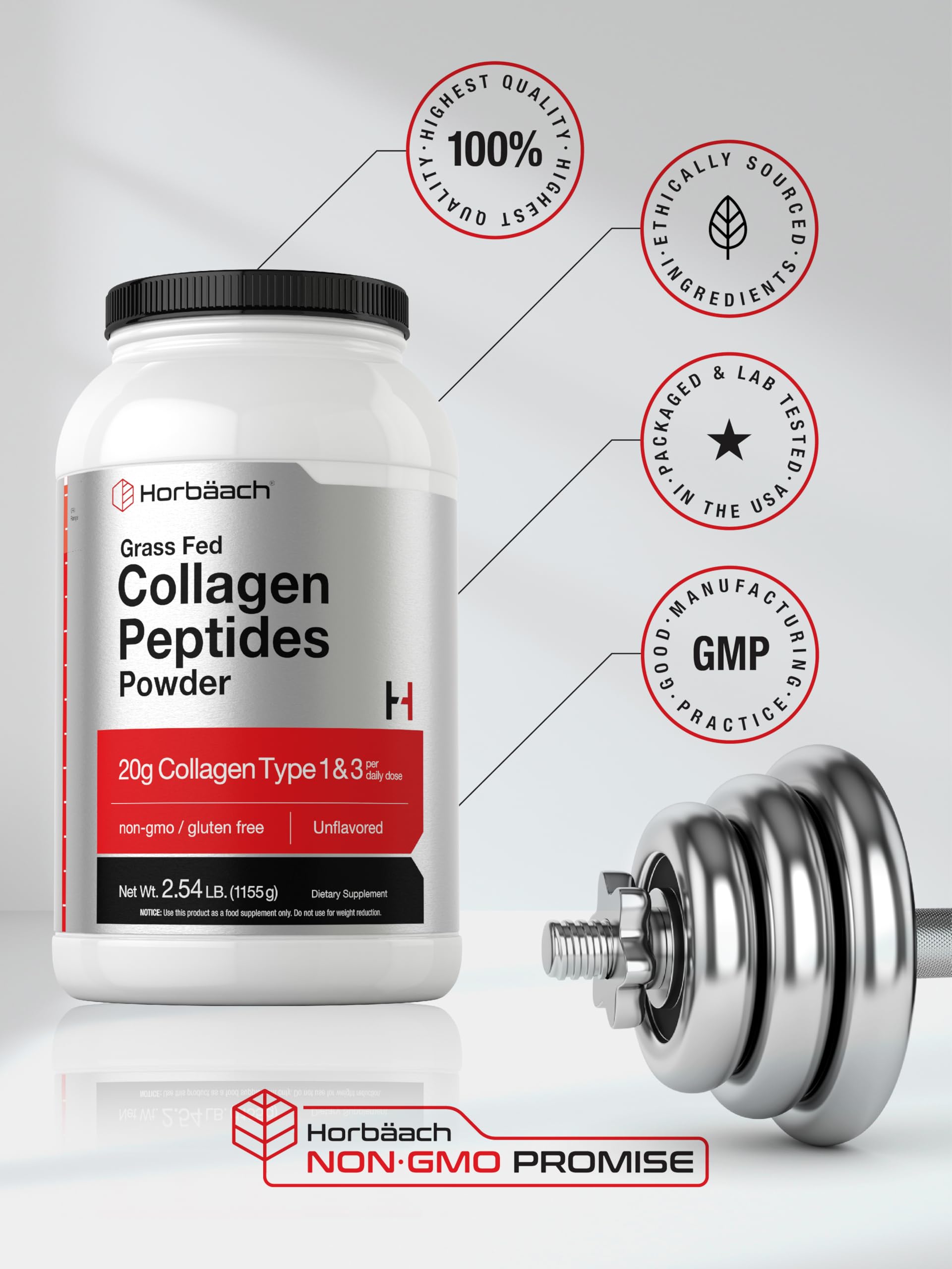Smoothie featuring Horbaach Collagen Peptides, seamless blend.