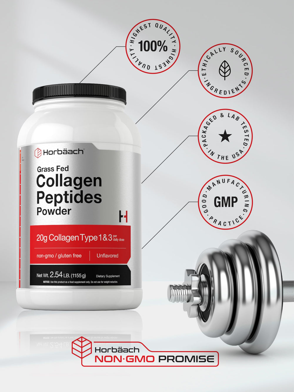 Smoothie featuring Horbaach Collagen Peptides, seamless blend.