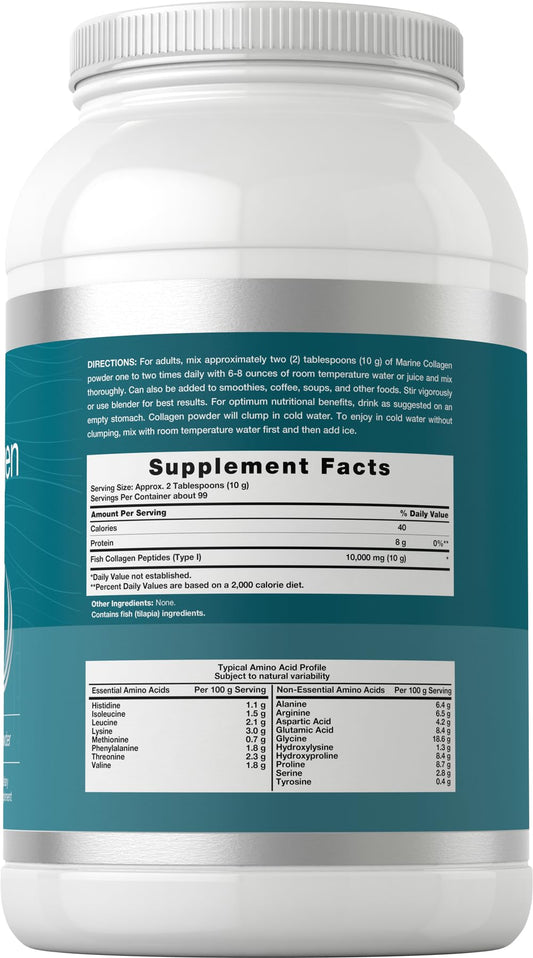 Horbäach Marine Collagen scoop measuring 10,000 mg per serving for easy daily use.