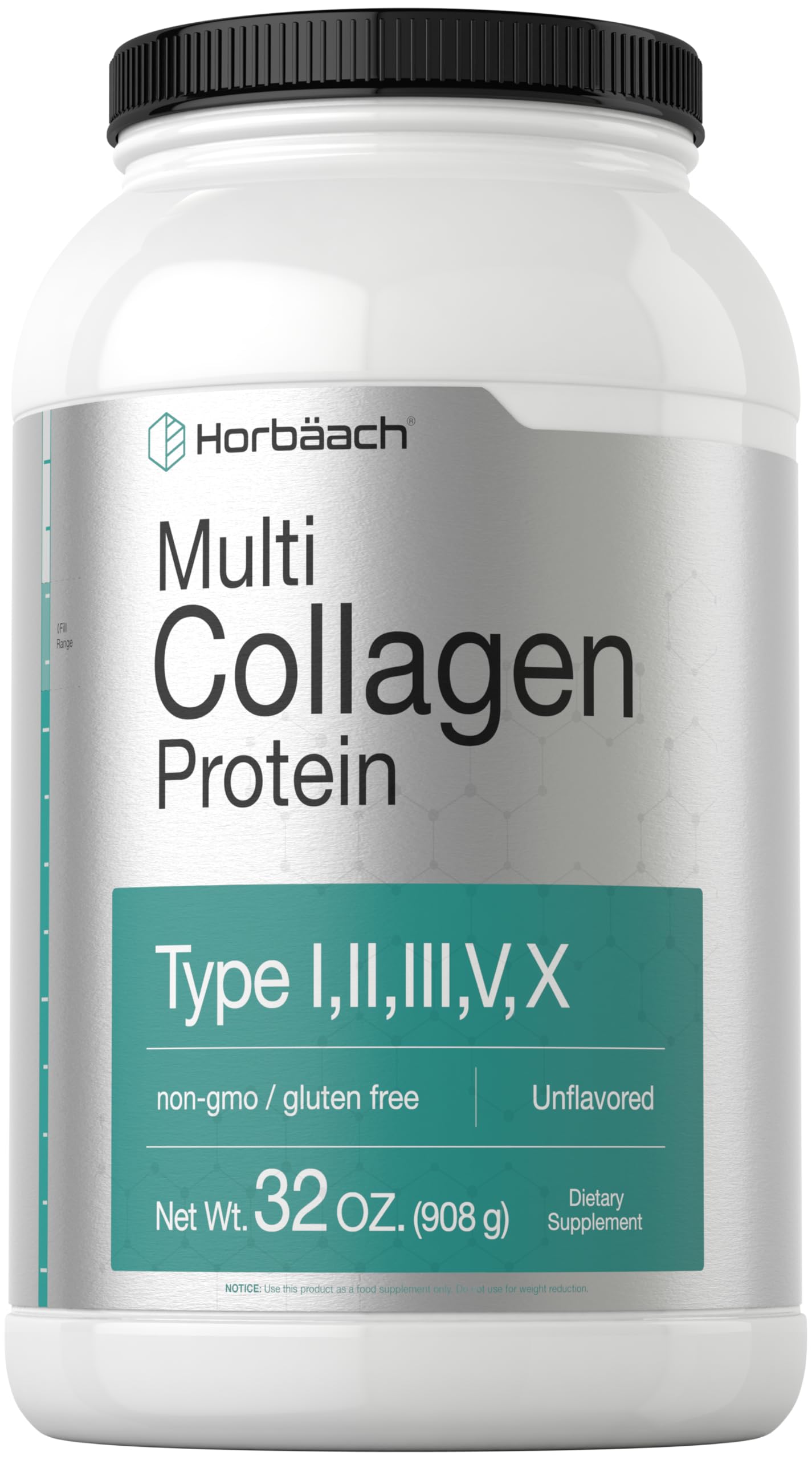 Horbaach Multi Collagen Powder bottle for convenient daily-use packaging