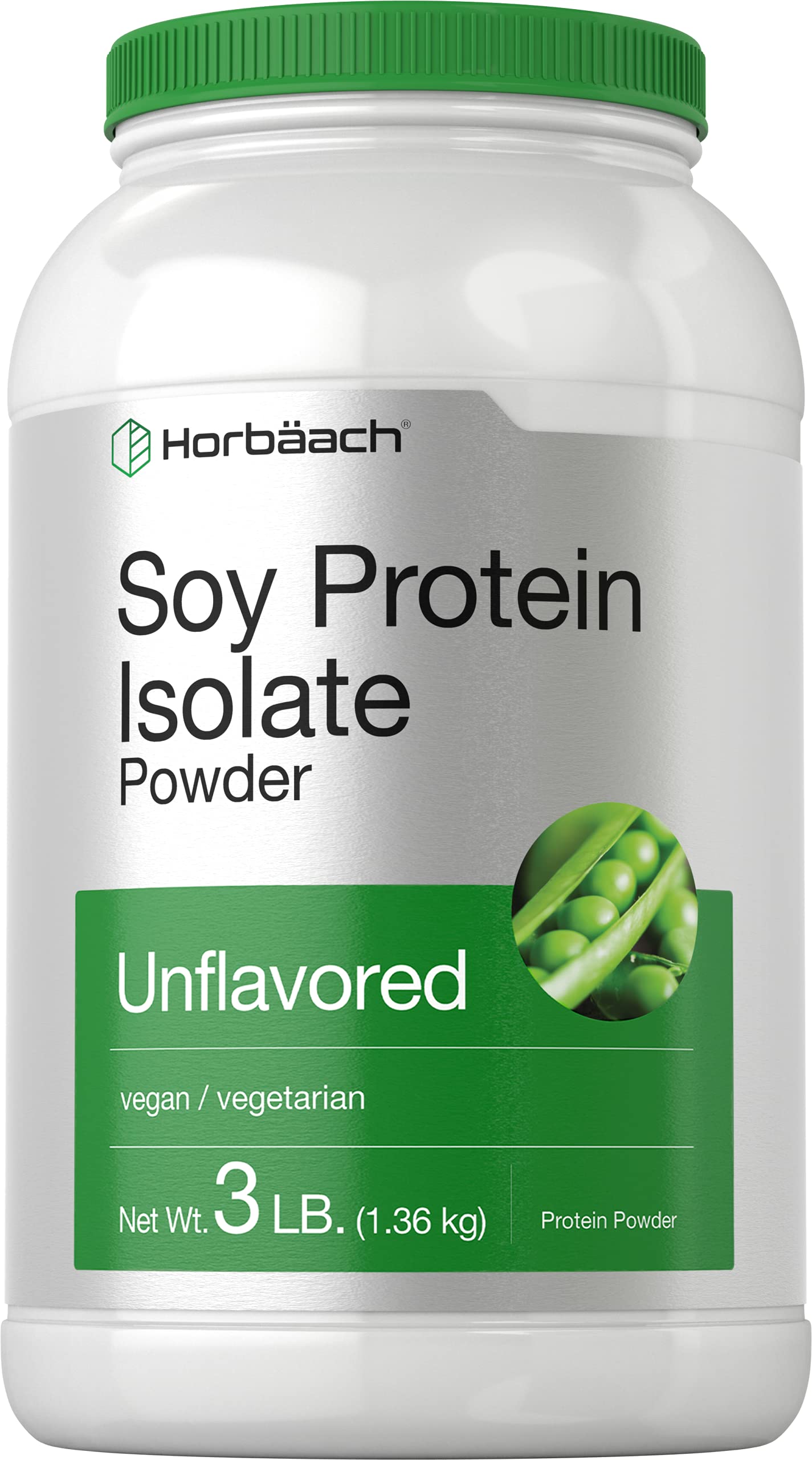Horbaach Soy Protein Isolate powder in a jar for shakes.