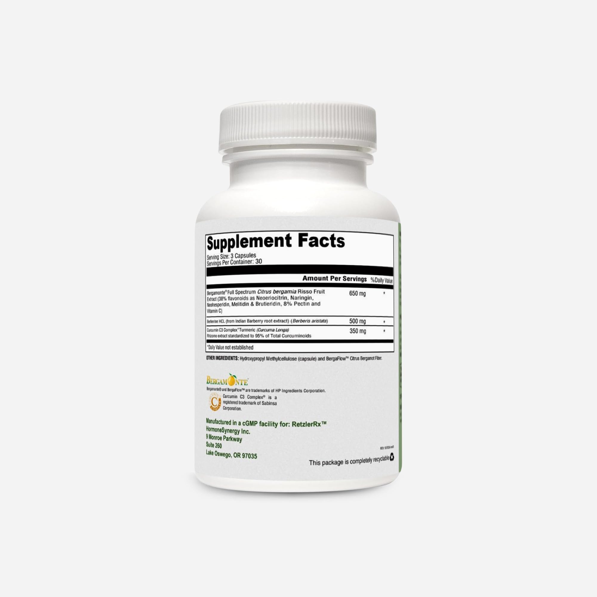 HormoneSynergy Cholest Protect capsules featuring Berberine for metabolic wellness.