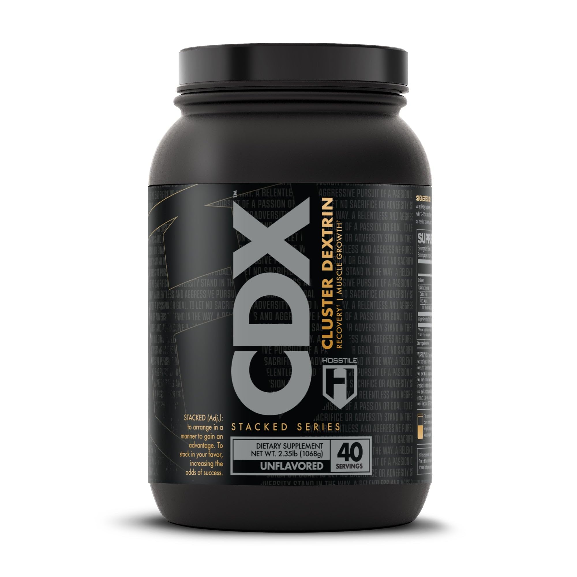 HOSSTILE CDX bottle showing clean unflavored carbs for workouts.