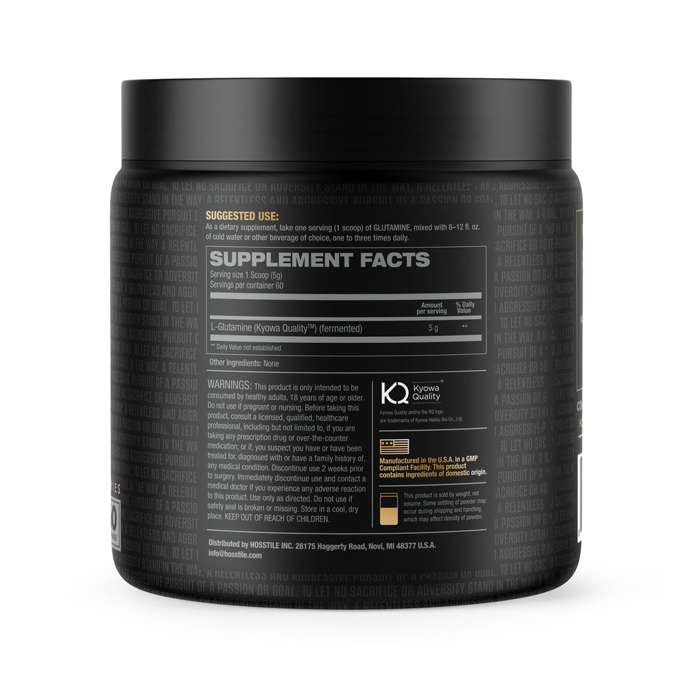 HOSSTILE Glutamine powder easily blends into drinks