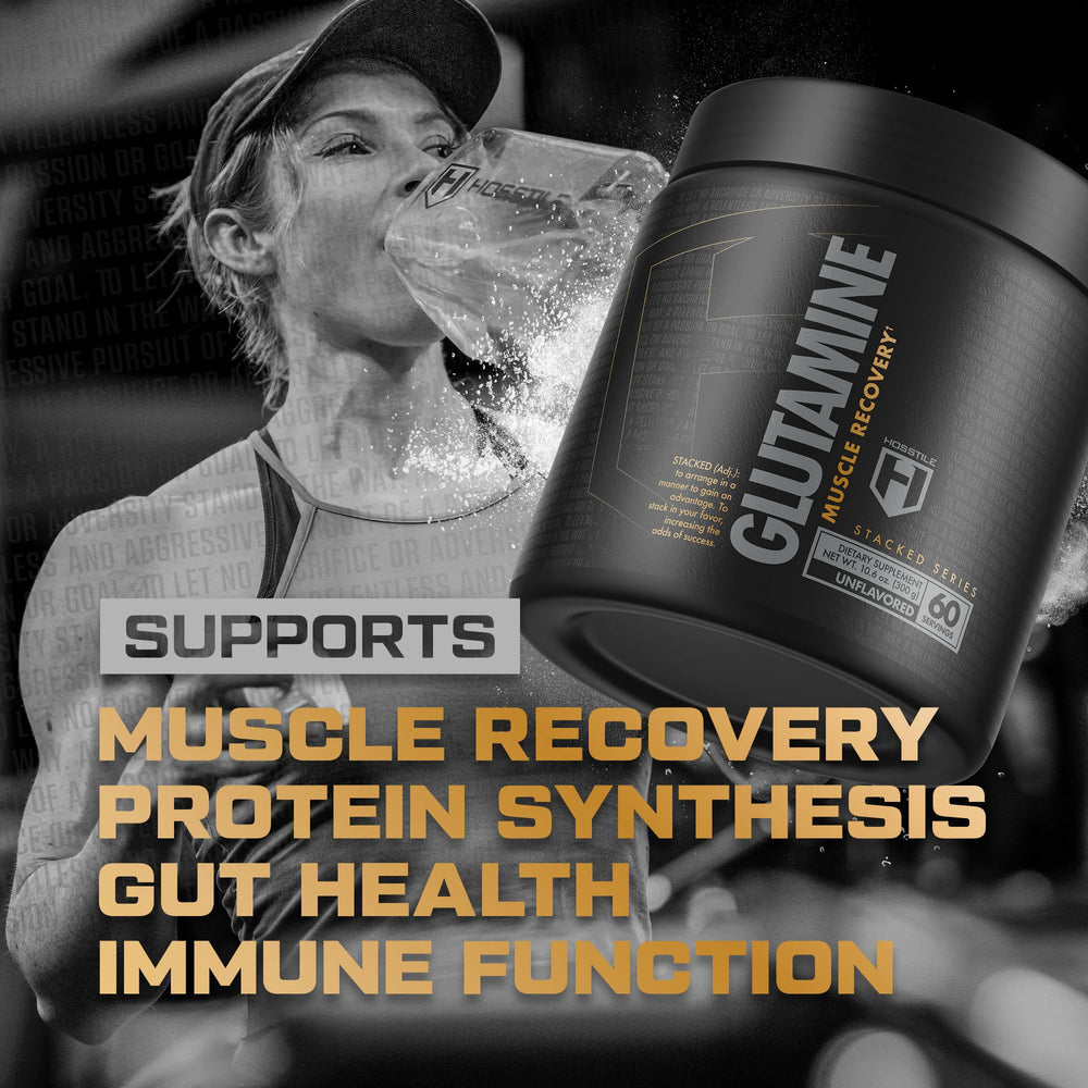 HOSSTILE Glutamine powder 5 g per serving supports muscle recovery