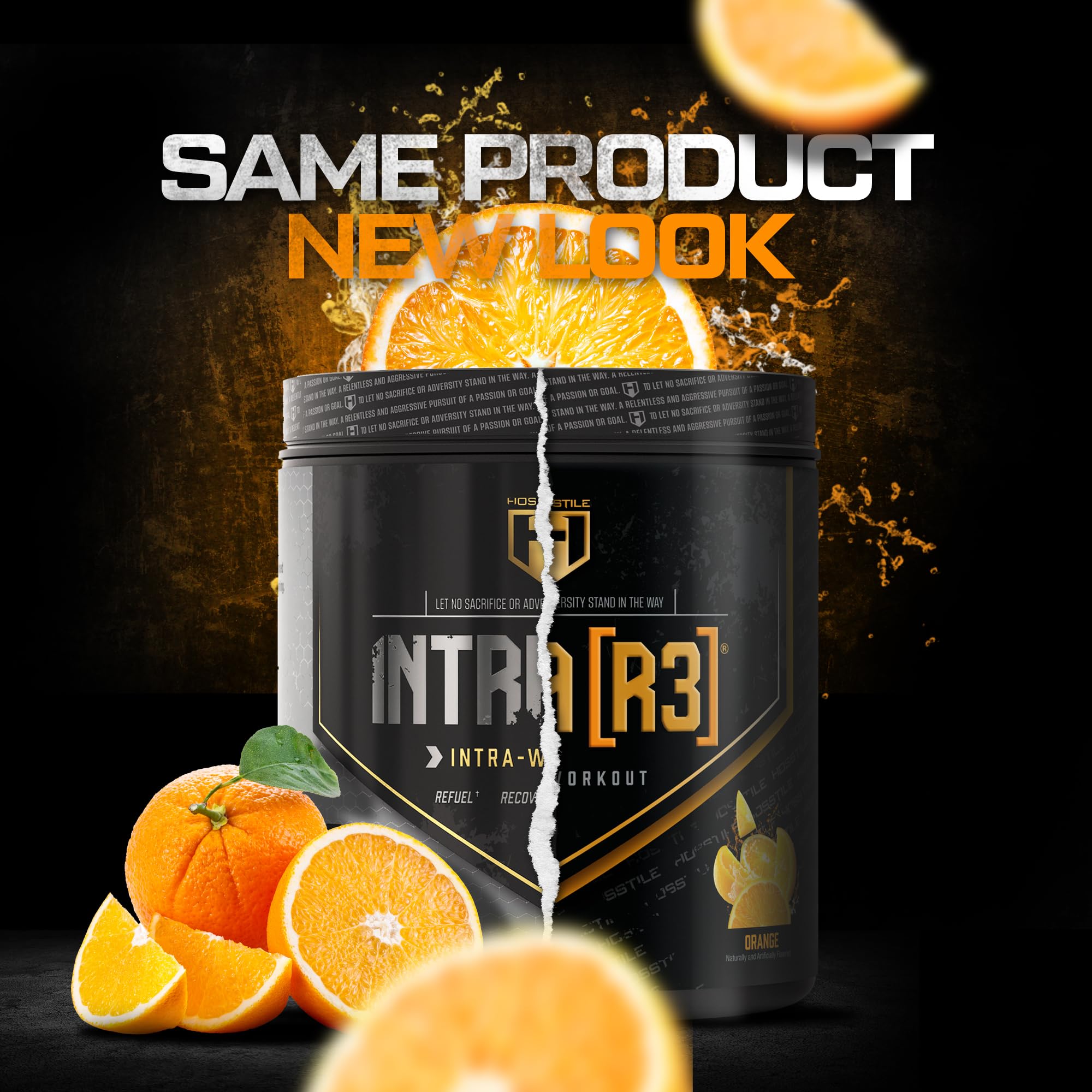 HOSSTILLE Intra R3 ingredients close-up showing EAAs, BCAAs, and electrolytes.