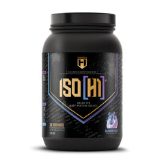 HOSSTILE ISO grass-fed whey bottle pour supports post-workout protein intake.