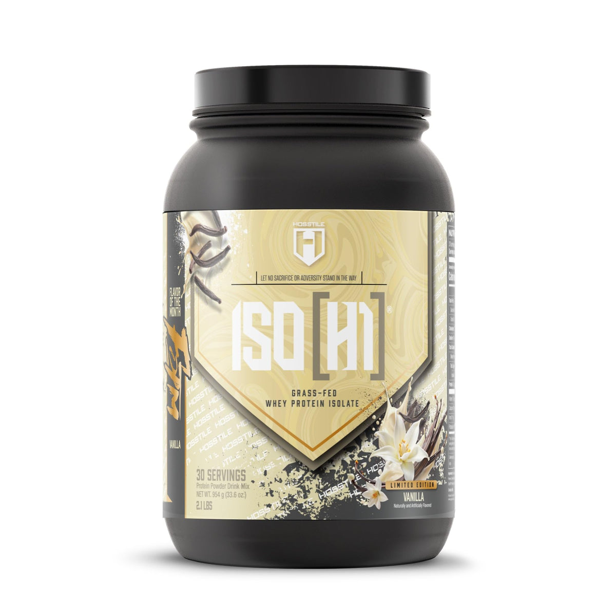 HOSSTILE ISO grass-fed whey protein isolate vanilla bottle for fast post-workout recovery and muscle support