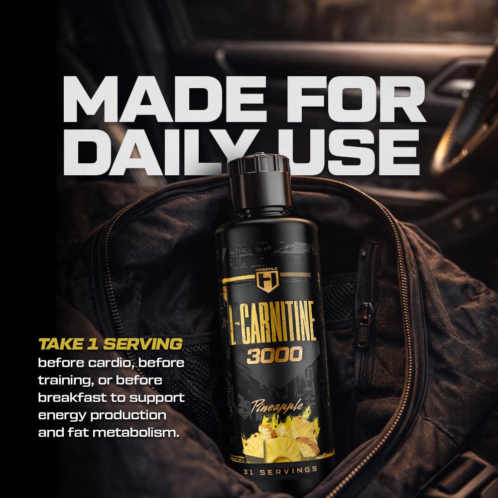 Gym workout setup featuring HOSSTILE Liquid L-Carnitine for endurance during exercise.