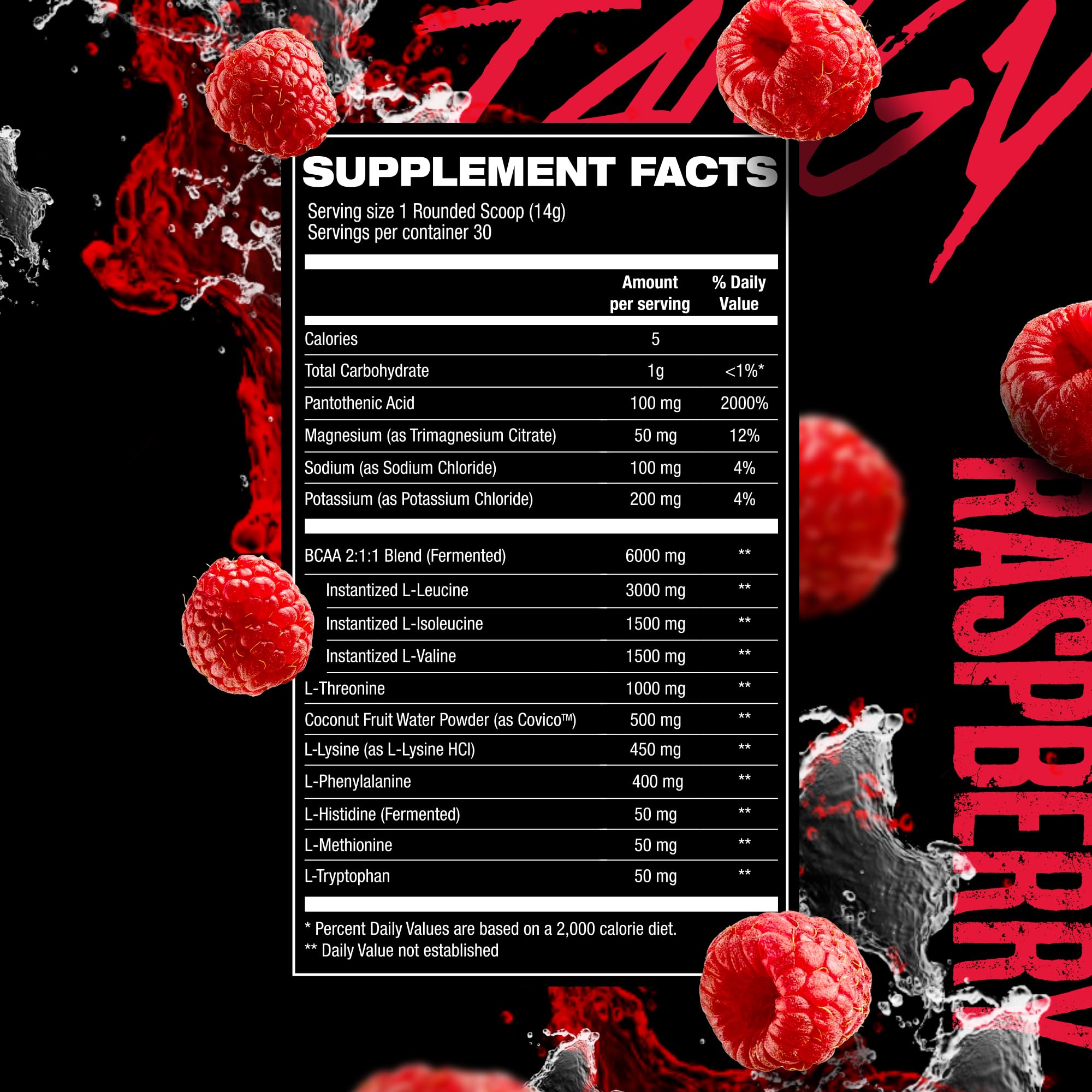 Close-up nutrition panel on SILO9 highlighting EAAs and BCAAs.