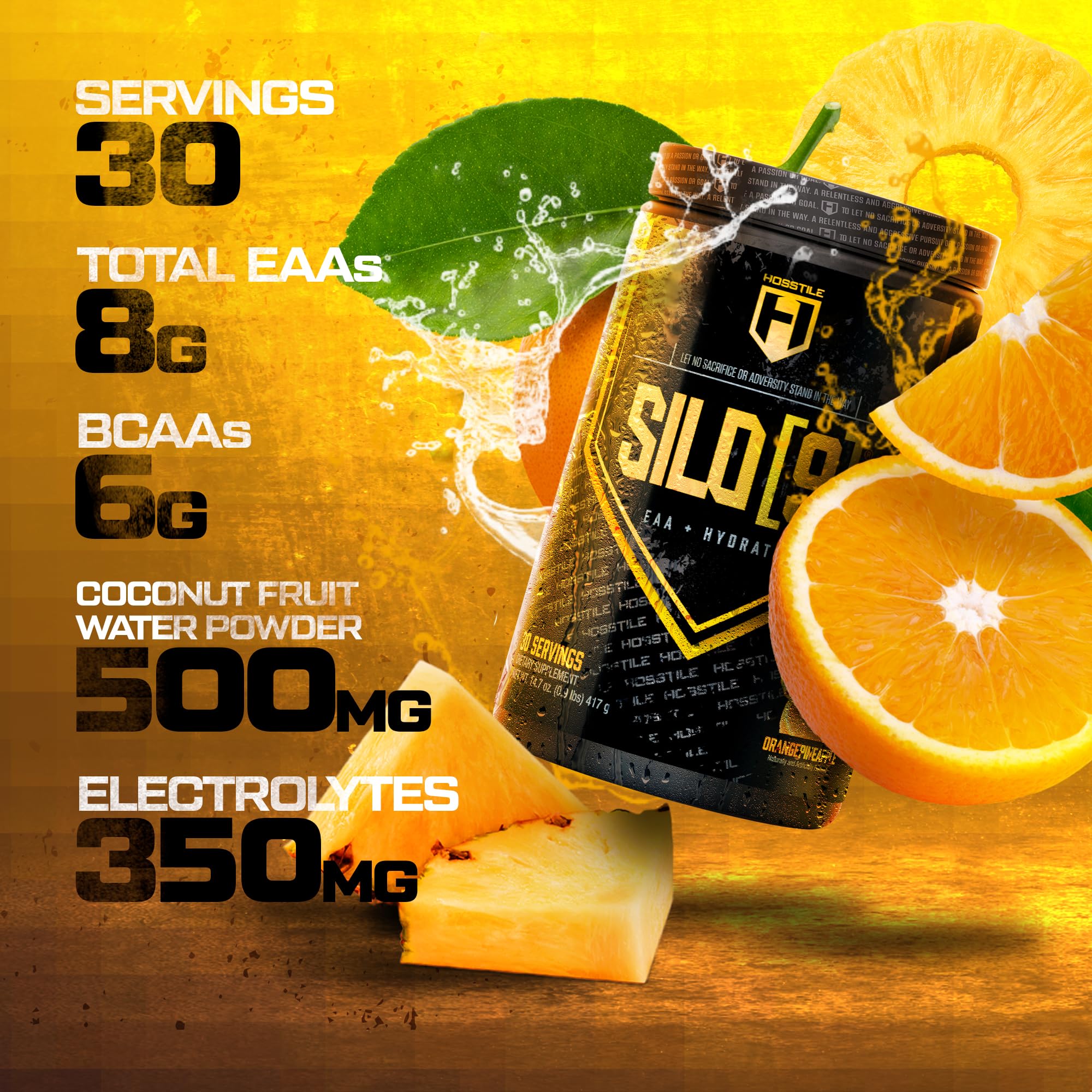 HOSSTILE Silo9 EAA electrolytes highlight coconut water blend for hydration