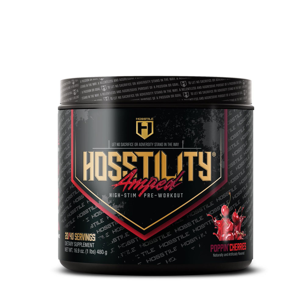 HOSSTILE Hosstility Amped bottle pour signals energy for workouts.