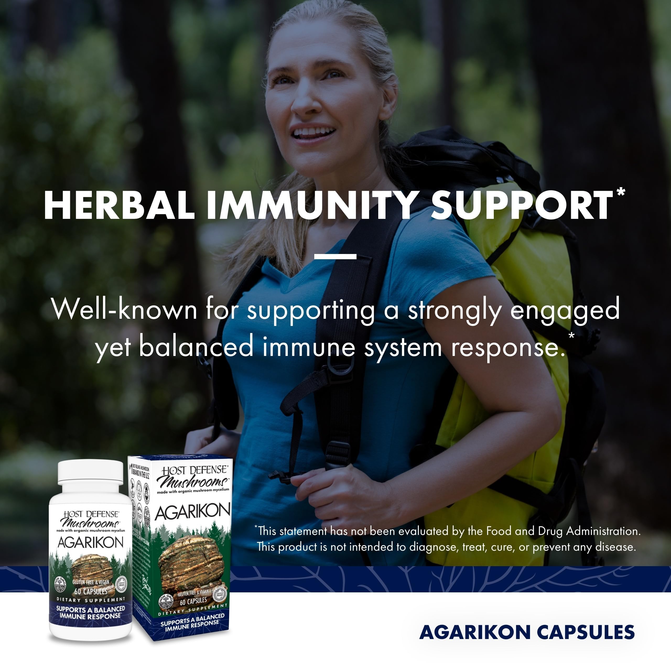 Host Defense Agarikon Capsules pouring daily dose into hand