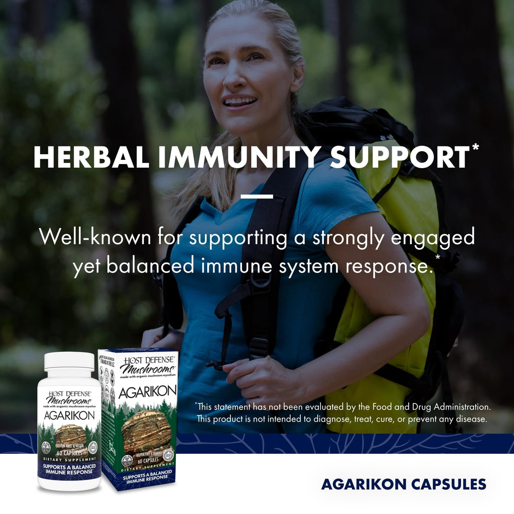 Host Defense Agarikon Capsules pouring daily dose into hand