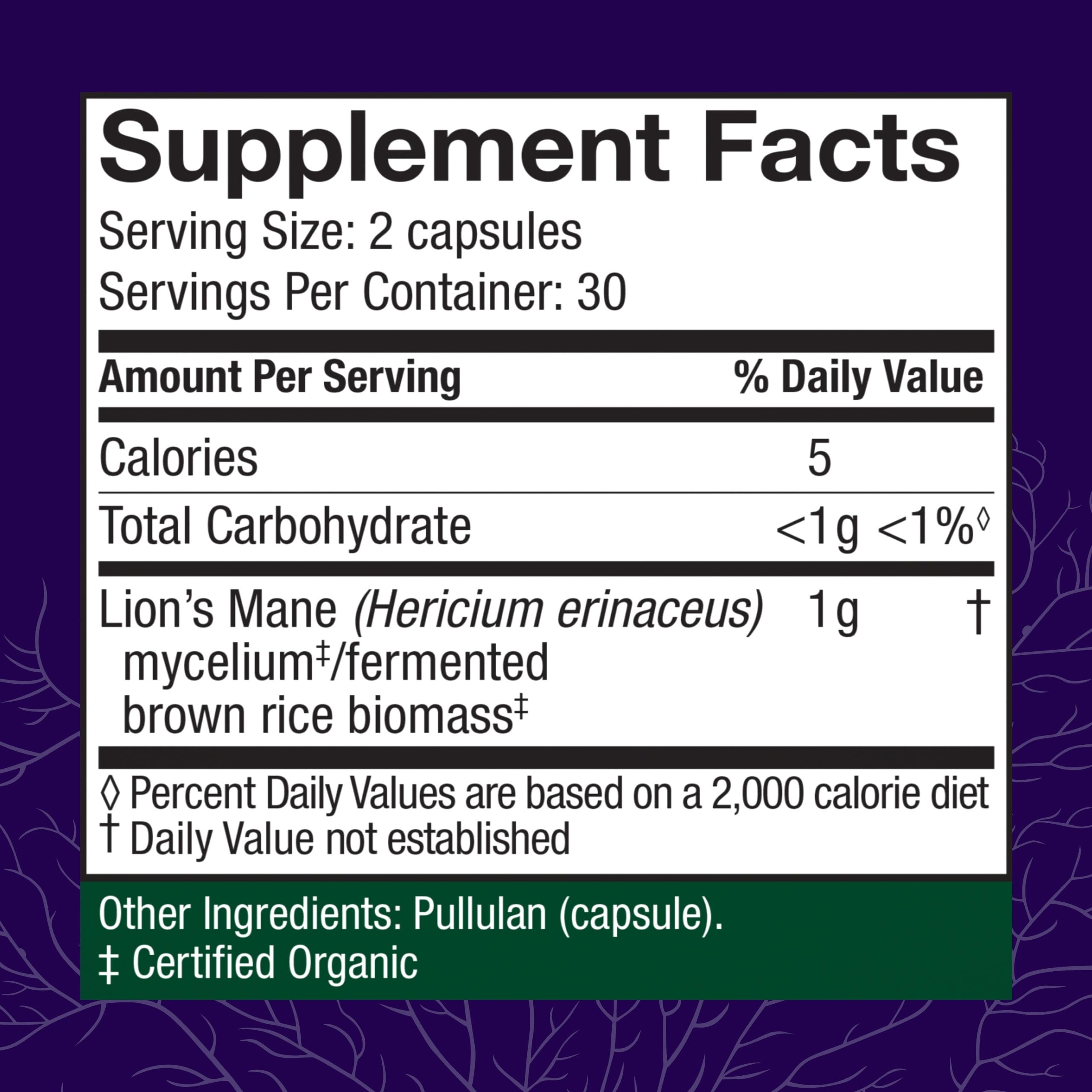 Host Defense Lion's Mane capsules close-up for focus and memory support.
