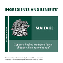 Host Defense Maitake capsules nutrition facts panel highlights serving size for consistent daily use.