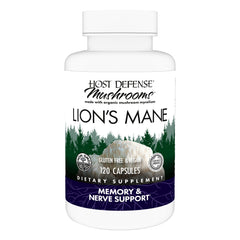Host Defense Lion's Mane capsules bottle promotes brain health support