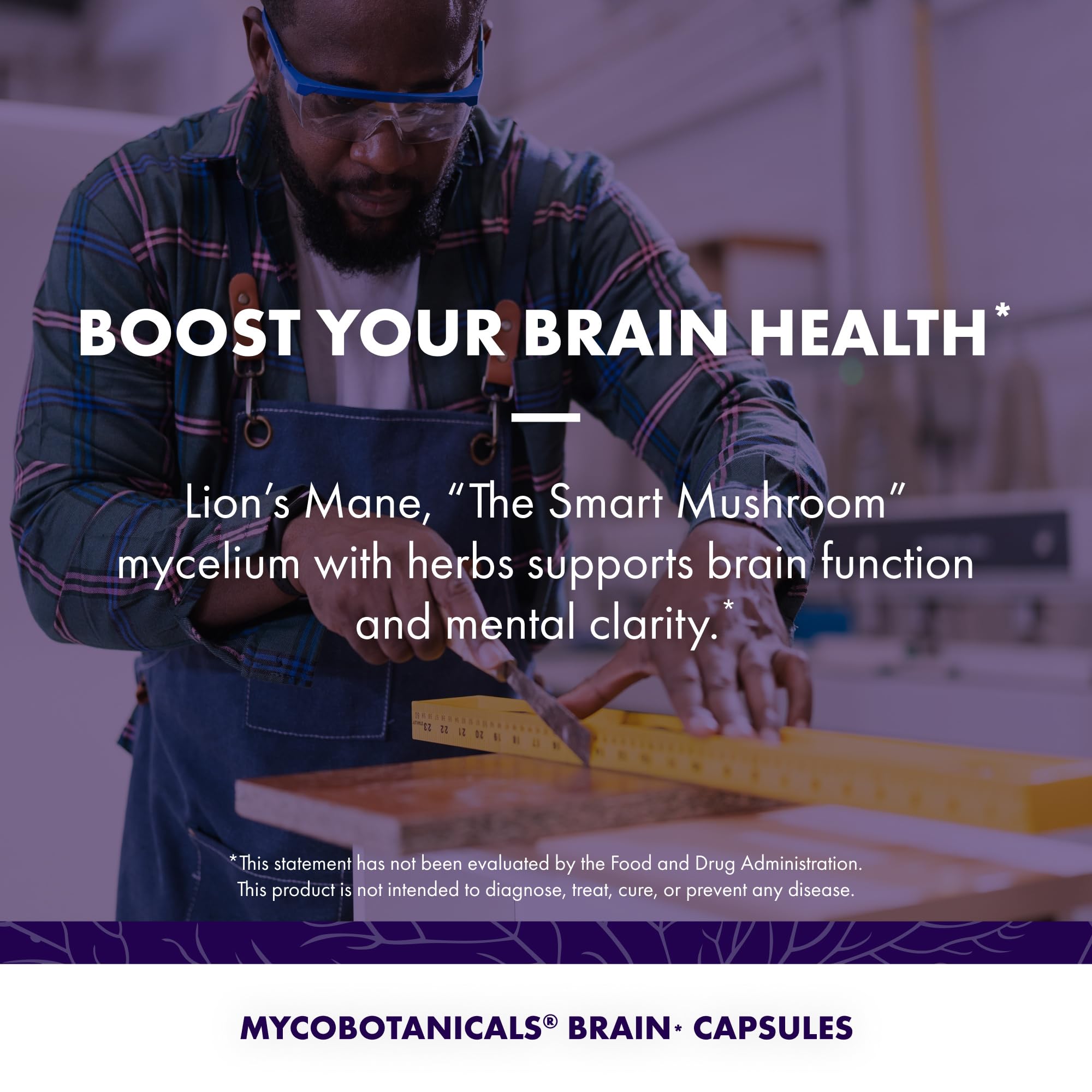 Host Defense MycoBotanicals Brain Capsules with glass of water for easy daily use