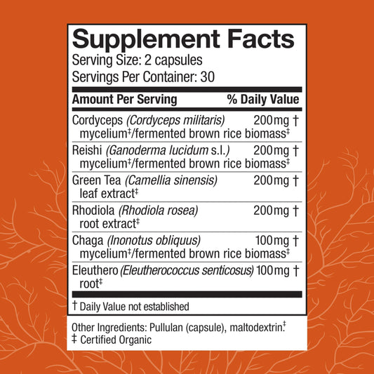 Host Defense MycoBotanicals packaging showcasing green tea capsules for daily use