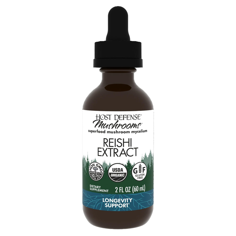 Host Defense Reishi Extract bottle with dropper ready for daily immune support.