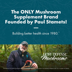 Close up of Host Defense Reishi Extract label highlighting organic ingredients.