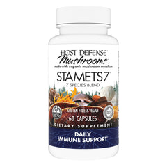 Host Defense Stamets 7-7 capsules bottle supports daily immune wellness.