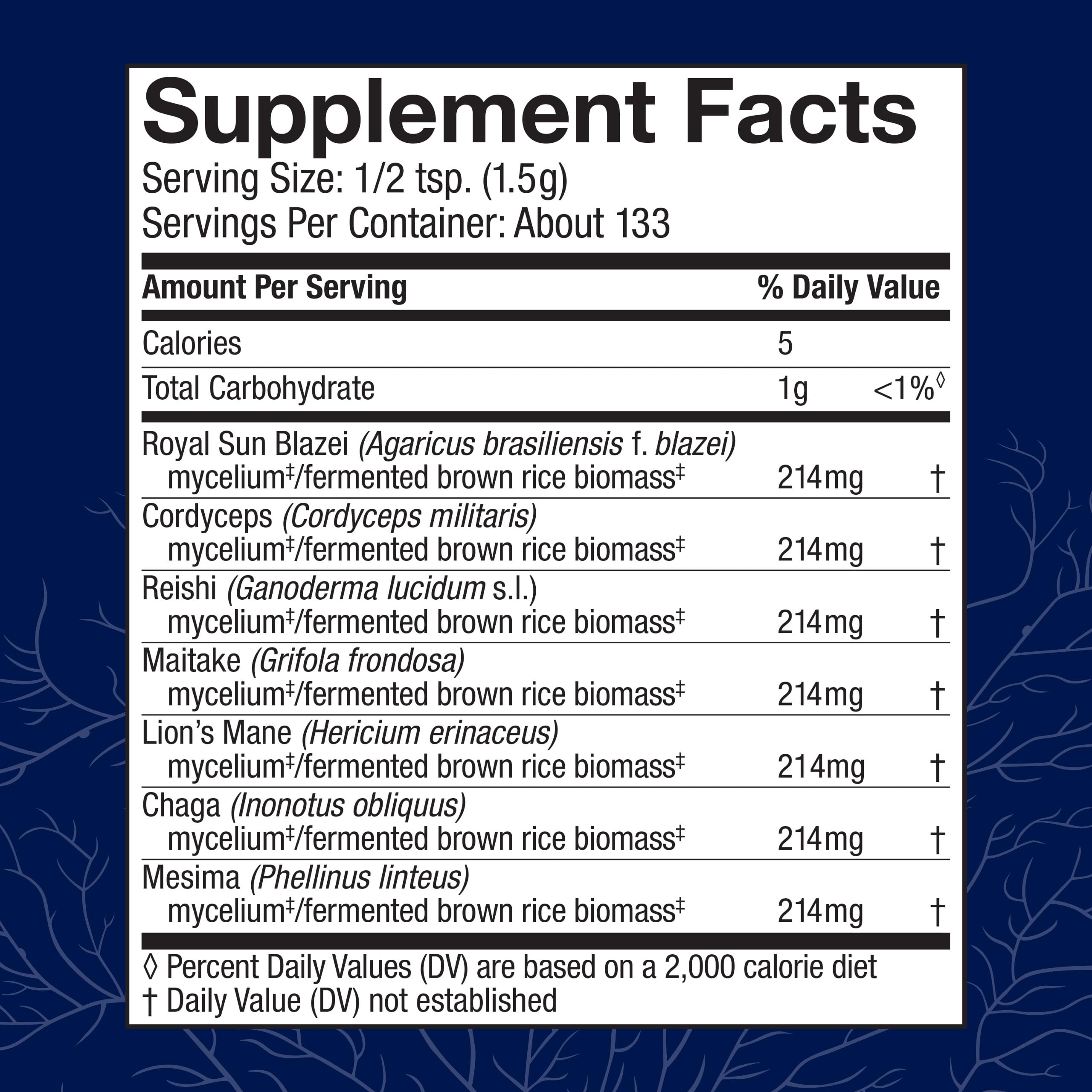 Host Defense Stamets 7 powder dispense scoop enables easy daily dosing.