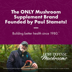 Host Defense Turkey Tail mushroom powder packaging highlights organic cultivation