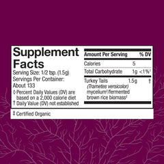 Host Defense Turkey Tail powder scoop with prebiotics for gut microbiome support