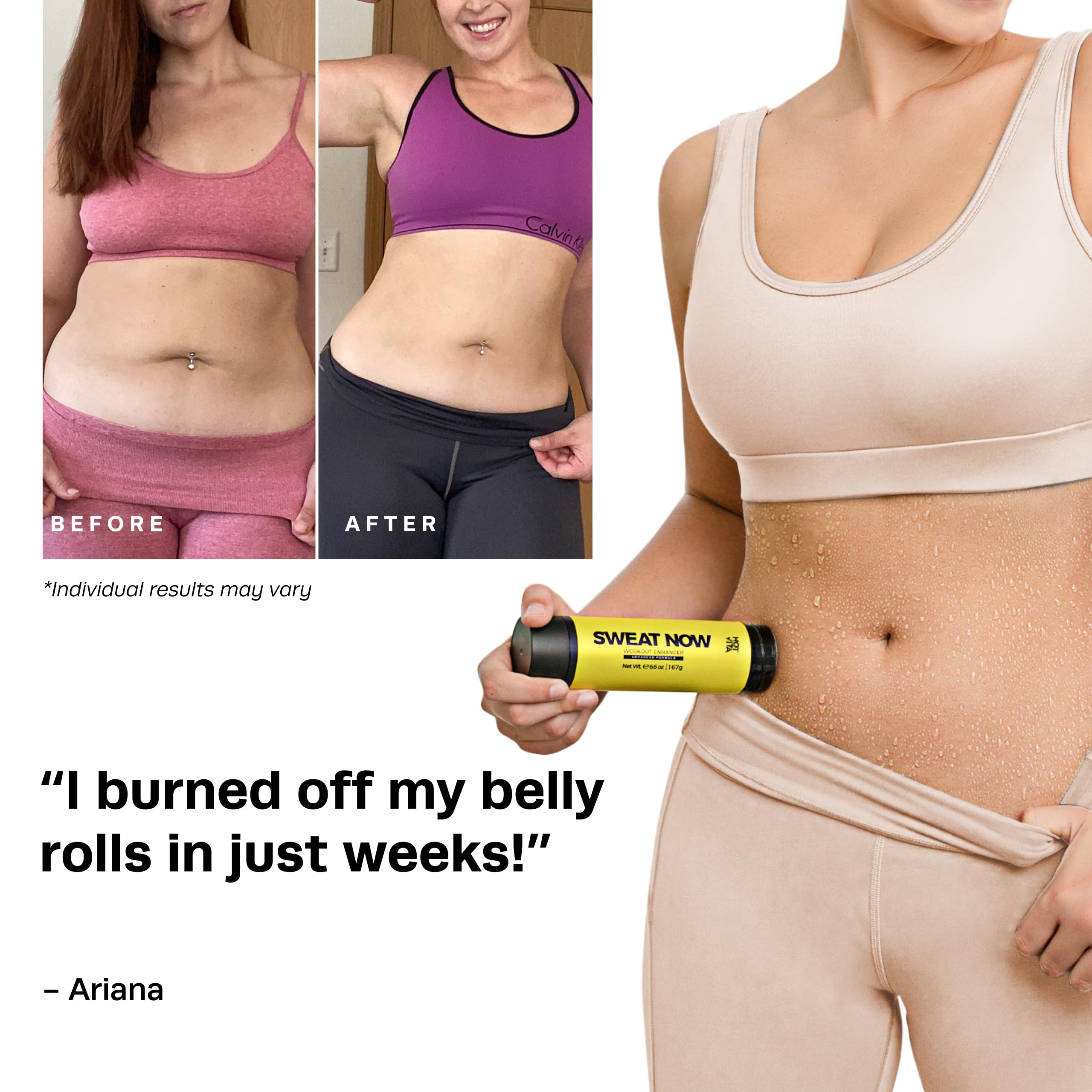 Hot Vita Sweat Now Gel on back demonstrates full-body workout compatibility