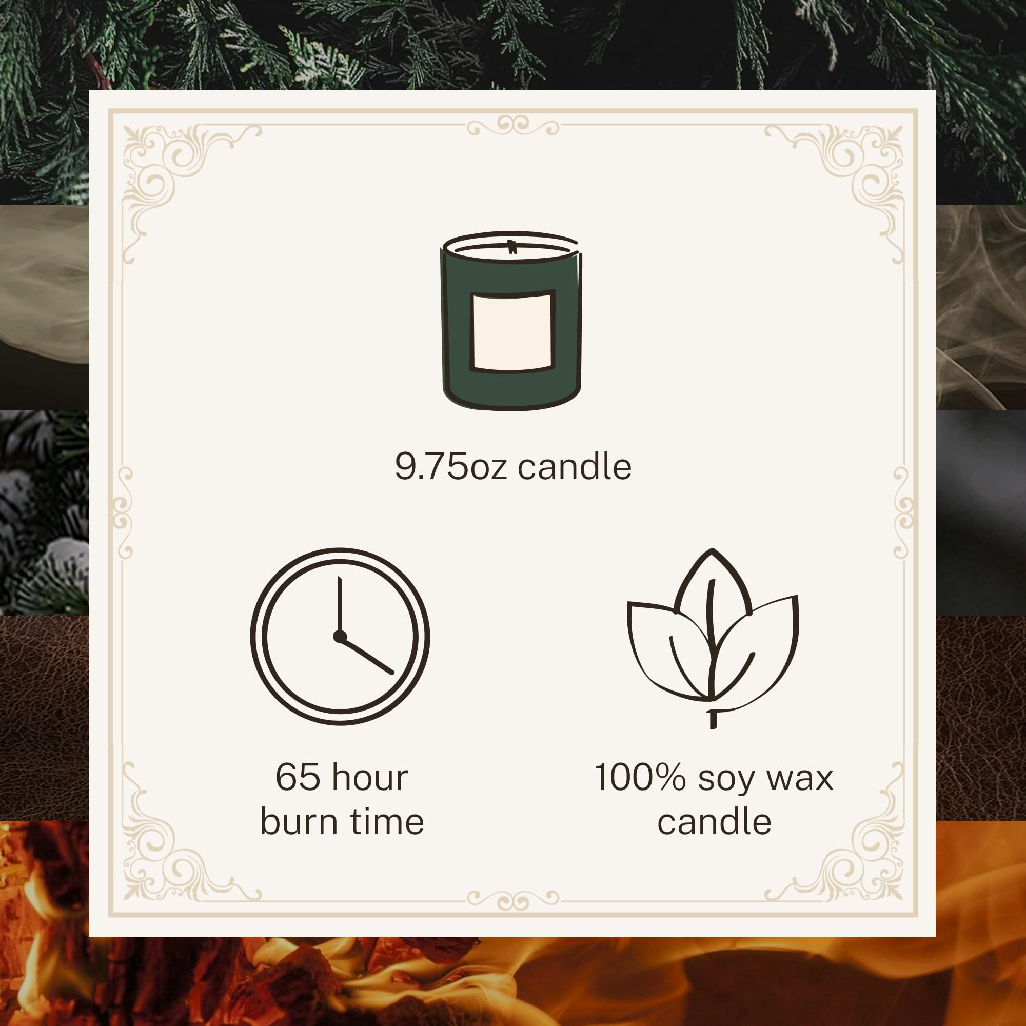 Hotel Lobby Candle Aspen golden embers image conveys warm, inviting fireside ambiance