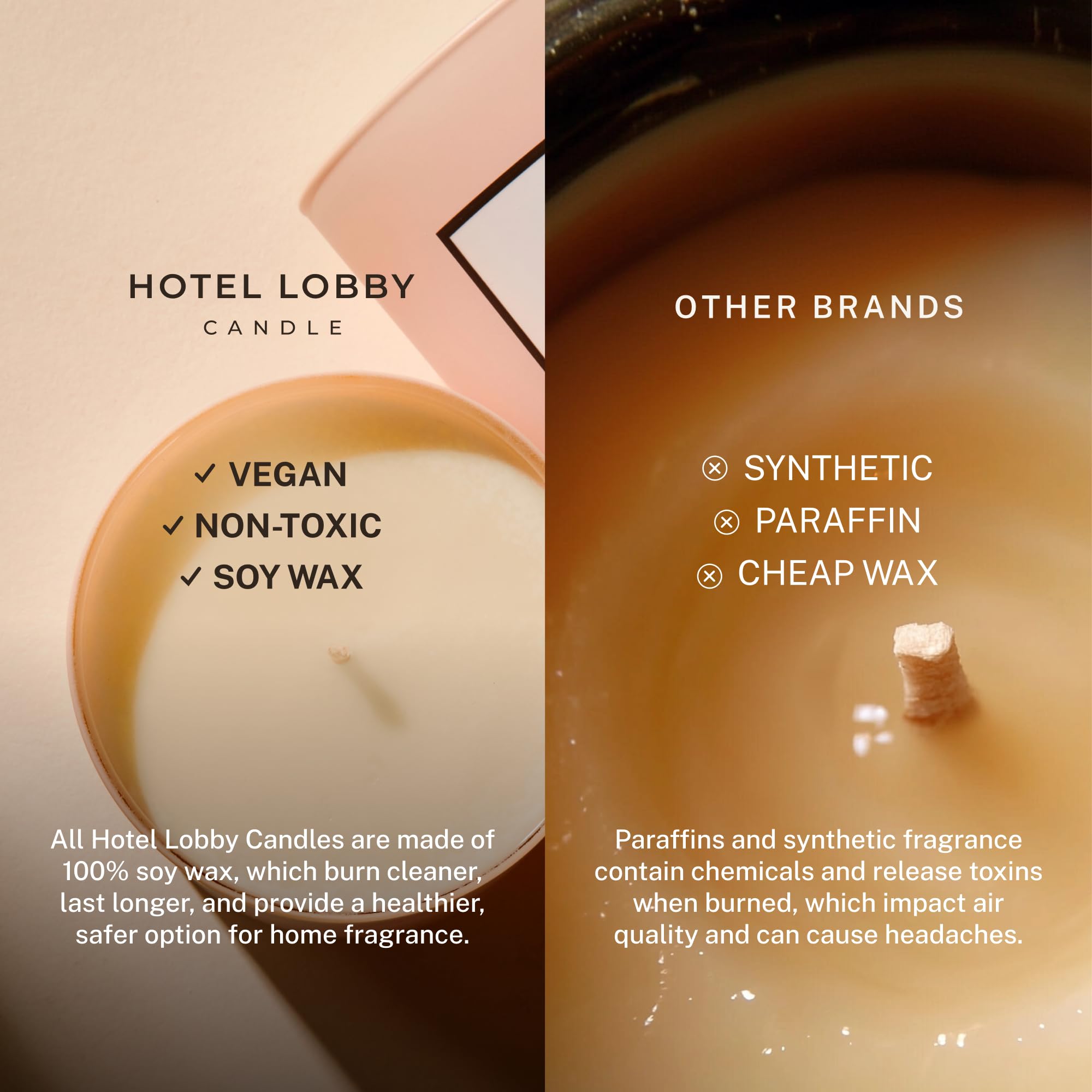 Hotel Lobby Candle Miami label detail emphasizes premium ingredients and essential oils.