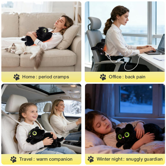HOTHUGZ USB-powered cat heating pad shown in use for portability