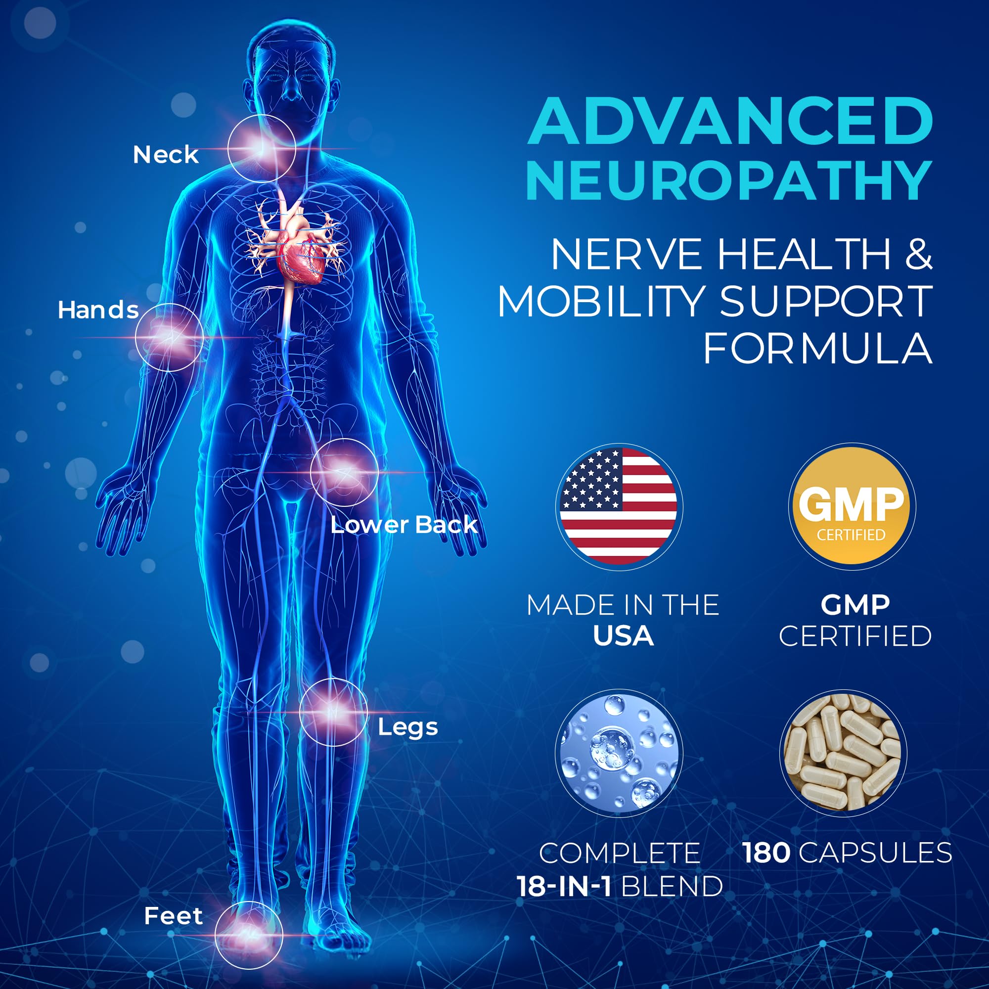 Hourten capsules close-up illustrating a high-potency formula for nerve health.