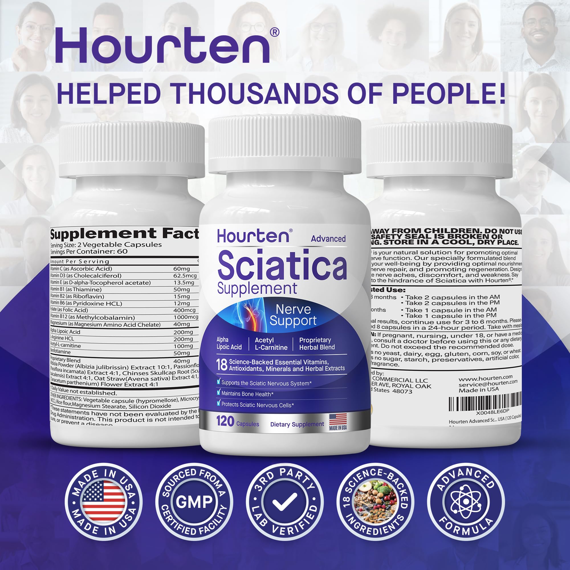 Hourten capsules inside blister pack highlight convenient daily dosing.