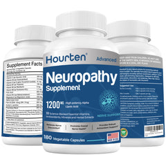 Hourten Neuropathy Sciatica bottle promoting daily nerve support and convenient dosing.