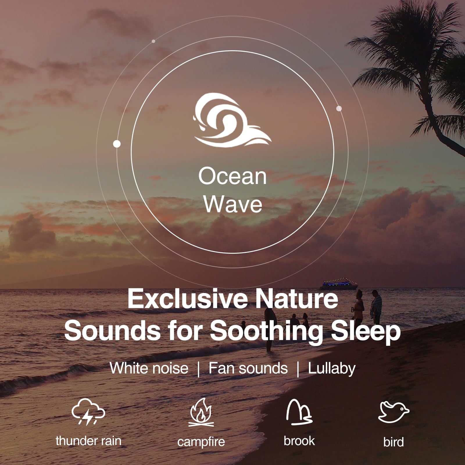 HOUSBAY Sound Machine alarm clock display with gentle wake options.