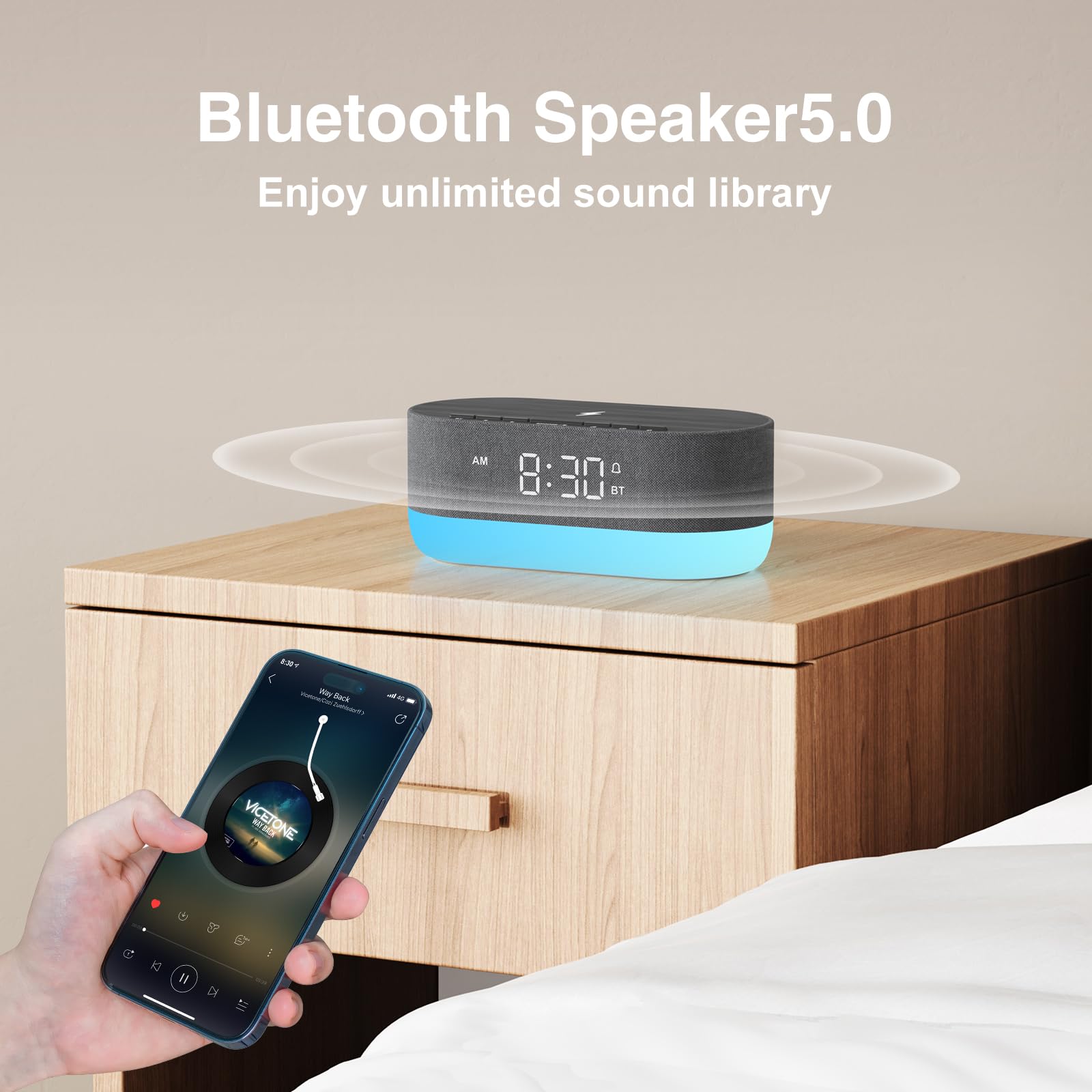 HOUSBAY Bluetooth pairing for easy streaming of music or white noise.