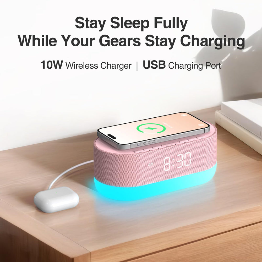 HOUSBAY Sound Machine 10W wireless charging pad for device convenience.