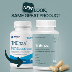 Houston Enzymes TriEnza stacked capsules portray quick digesting action during meals.