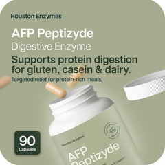 Houston Enzymes AFP Peptizyde bottle back highlights usage directions.