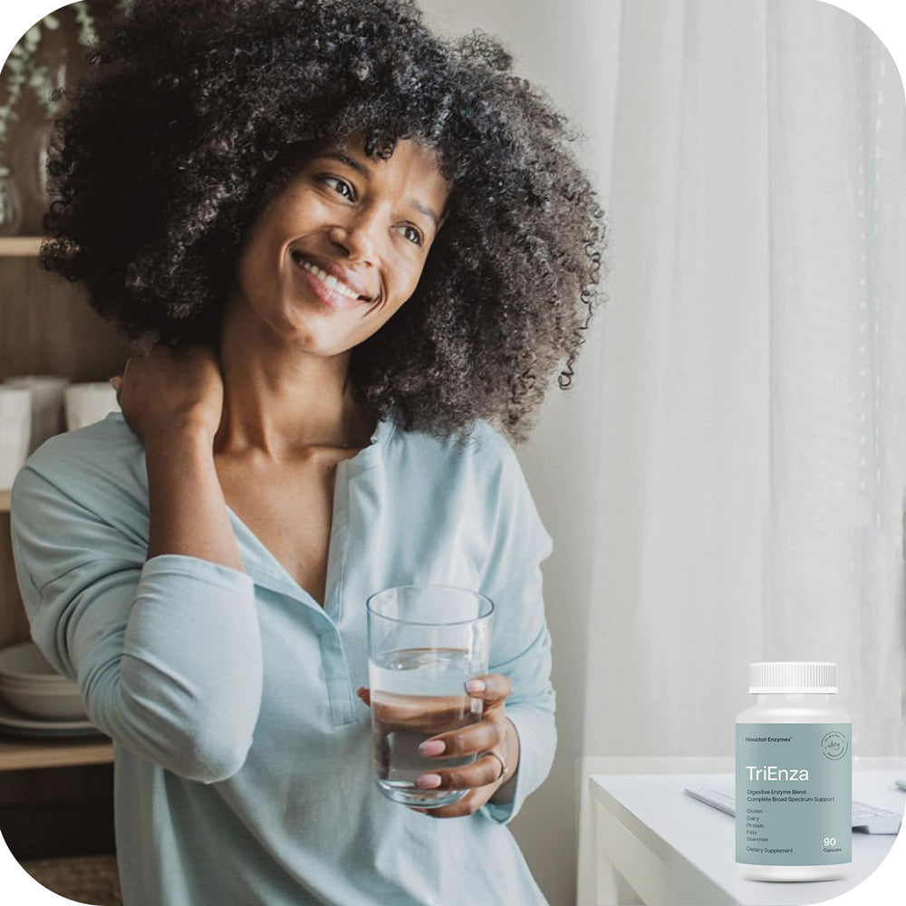 Houston Enzymes TriEnza scoop and cap illustrate convenient 90-dose system