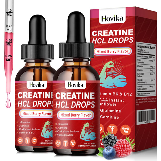 Hovika Creatine HCL liquid drops bottle for quick dosing.