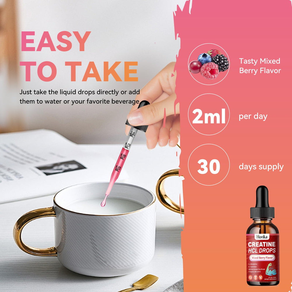 Hovika drops added to water for easy mix and taste.