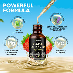 GABA L-Theanine drops closeup; blends for mental clarity and balanced mood.